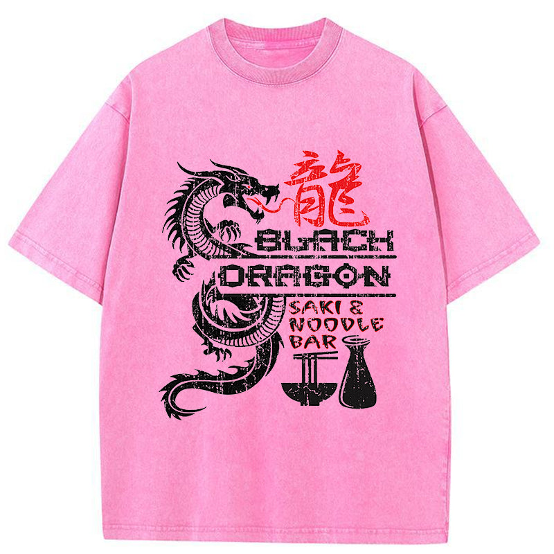 Tokyo-Tiger Black Dragon Sake Noodle Bar Washed T-Shirt
