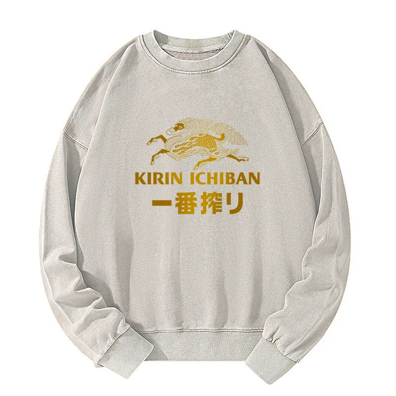 Tokyo-Tiger Japanese Beer Art Print Washed Sweatshirt