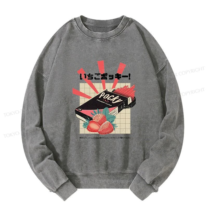 Tokyo-Tiger Strawberry Pocky Japanese Washed Sweatshirt