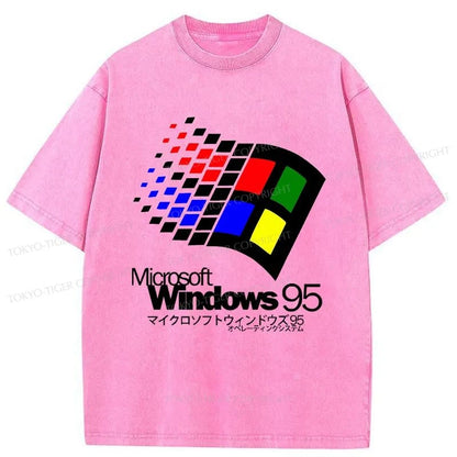 Tokyo-Tiger Windows 95 Logo Washed T-Shirt