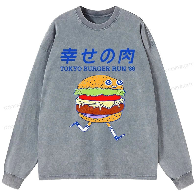 Tokyo-Tiger Tokyo Burger Run Japanese Washed Long Sleeve T-Shirt