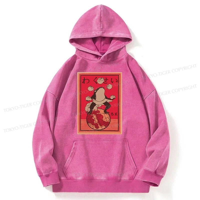 Tokyo-Tiger Wakusei Frog Funny Washed Hoodie