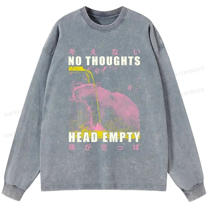 Tokyo-Tiger No Thoughts Head Empty Washed Long Sleeve T-Shirt