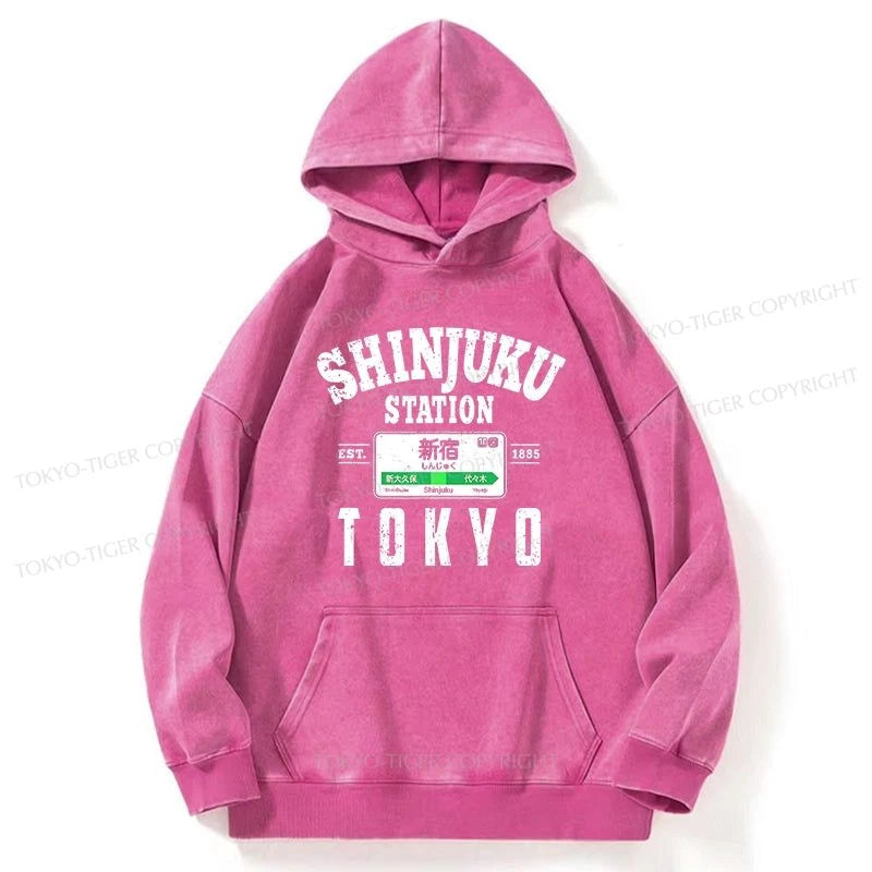 Tokyo-Tiger Shinjuku Station Yamanote Line Washed Hoodie