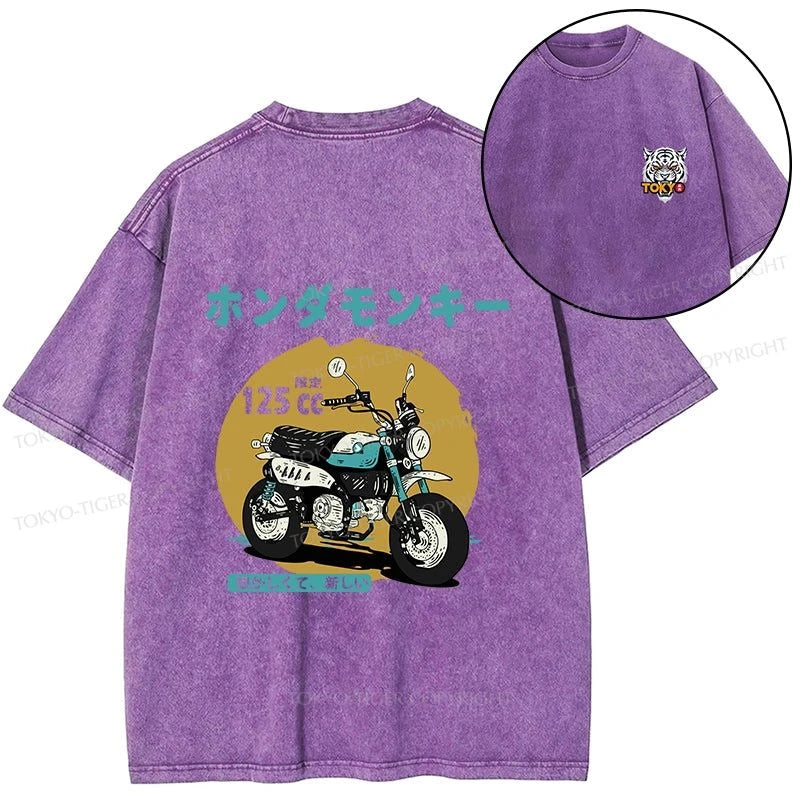 Tokyo-Tiger Honda Motorcycle Japanese Front Back Washed T-Shirt