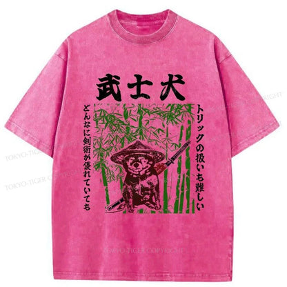 Tokyo-Tiger Samurai Dog Washed T-Shirt