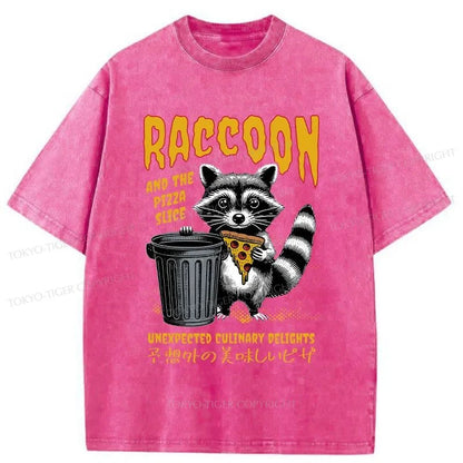 Tokyo-Tiger Raccoons Eat Pizza Washed T-Shirt