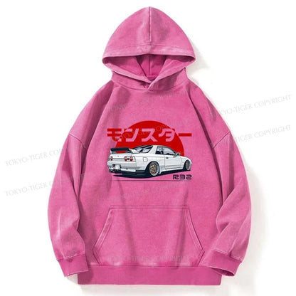 Tokyo-Tiger Monster. Skyline R32 GTR Washed Hoodie