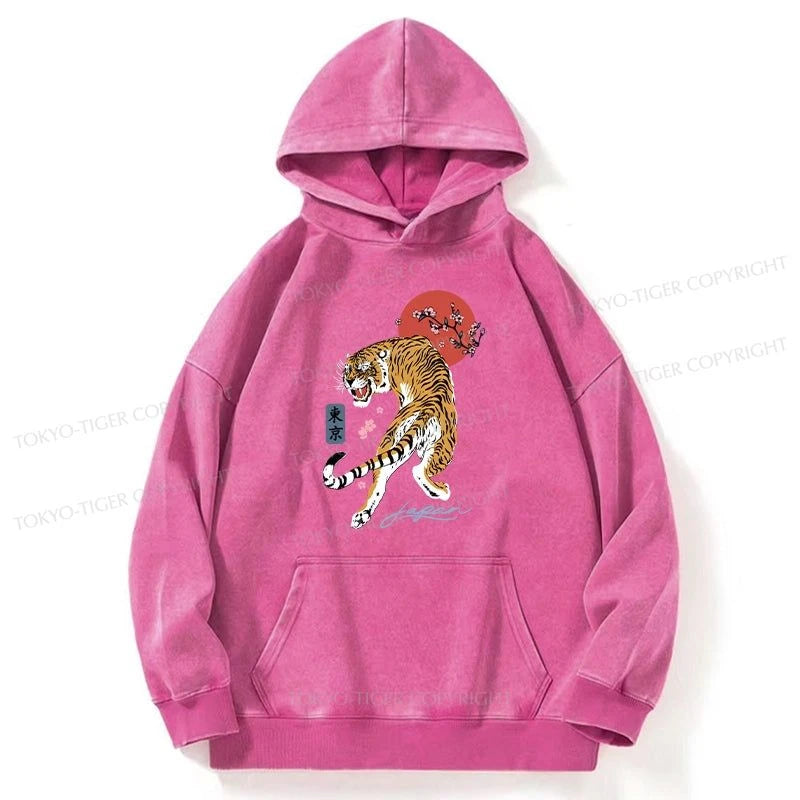 Tokyo-Tiger Tiger Blossom Japanese Sakura Washed Hoodie