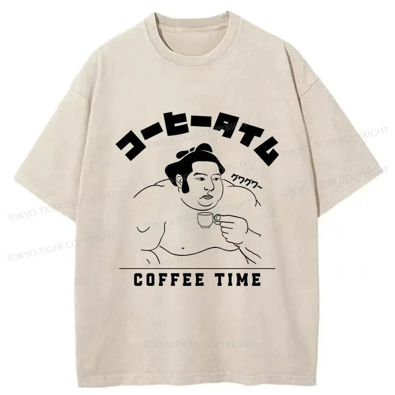 Tokyo-Tiger Coffee Time Japanese Washed T-Shirt