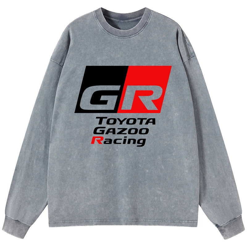 Tokyo-Tiger Toyota Gazoo Racing GR Logo Washed Long Sleeve T-Shirt