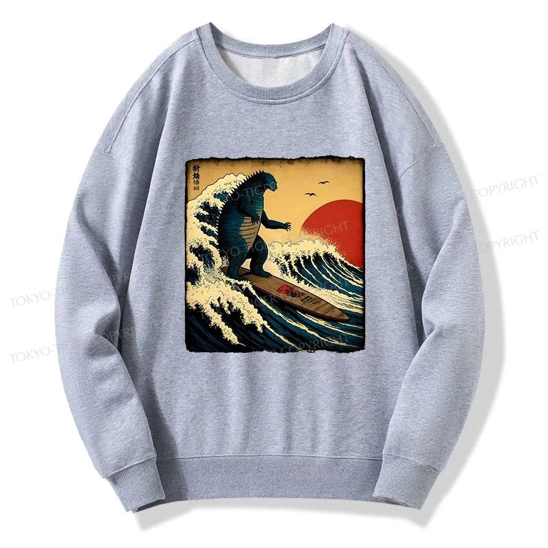 Tokyo-Tiger The Great Wave Godzilla Sweatshirt