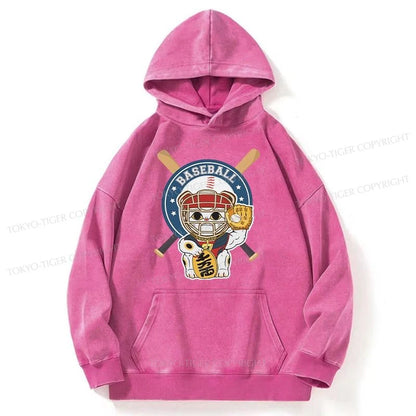 Tokyo-Tiger Janpaese Baseball Cat Washed Hoodie