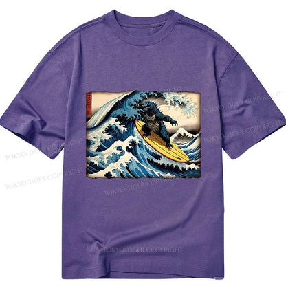 Tokyo-Tiger Dinosaur Surfing Japanese Classic T-Shirt