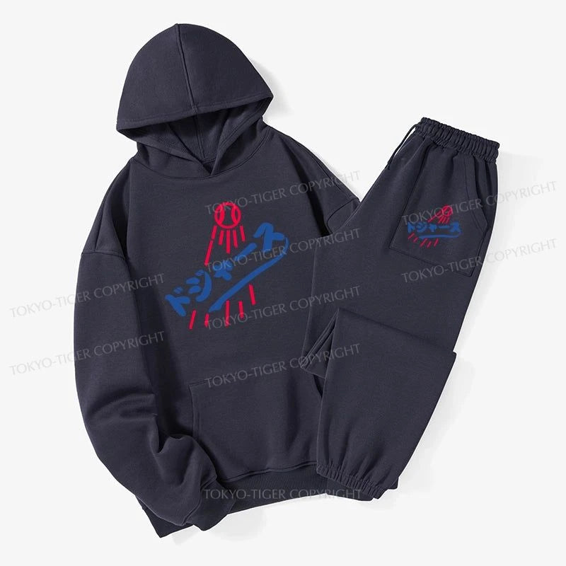 Tokyo-Tiger LA Dodgers Japanese Logo Fleece Lined Hoodie Set