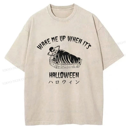 Tokyo-Tiger Wake Me Up When It's Halloween Washed T-Shirt