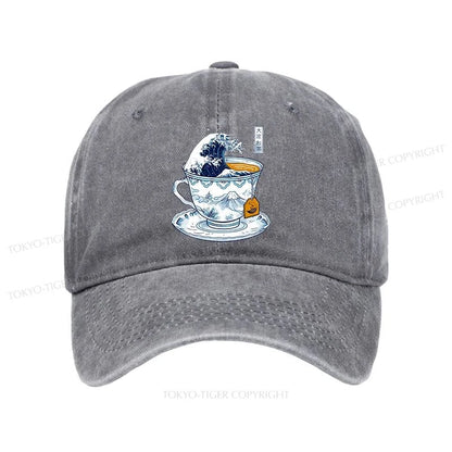 Tokyo-Tiger The Great Kanagawa Tea Wave Washed Cap