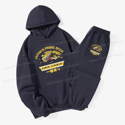 Tokyo-Tiger Kirin Ichiban Beer Logo Japanese Fleece Lined Hoodie Set