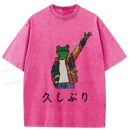 Tokyo-Tiger Hand Up Frog Japanese Washed T-Shirt