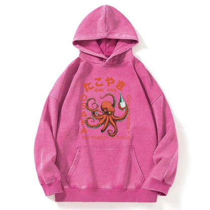 Tokyo-Tiger Octopus Drinks Soju Washed Hoodie