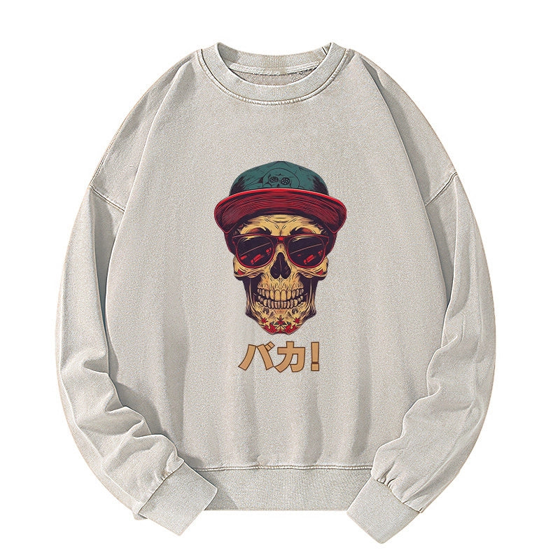 Tokyo-Tiger Fashion Skull Japanese Washed Sweatshirt