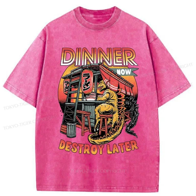 Tokyo-Tiger Dinner Now Destroy Later Washed T-Shirt