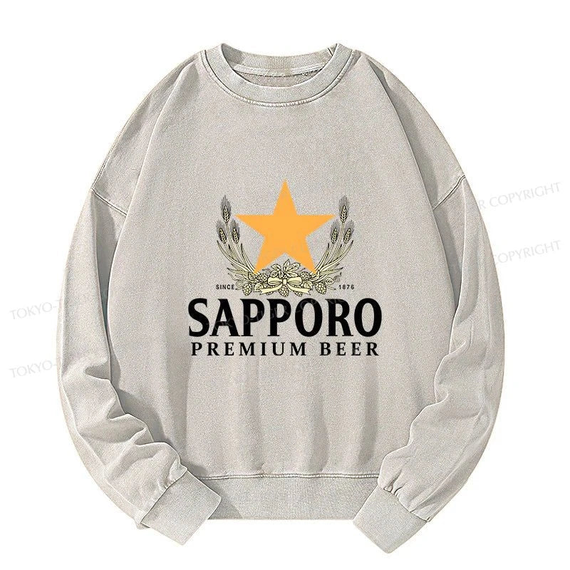 Tokyo-Tiger Sapporo Beer Logo Japanese Washed Sweatshirt