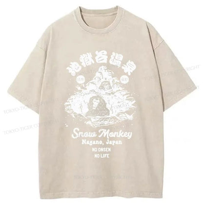 Tokyo-Tiger Monkey In Hot Spring Washed T-Shirt