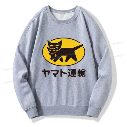 Tokyo-Tiger Black Cat Transport Pattern Japanese Sweatshirt