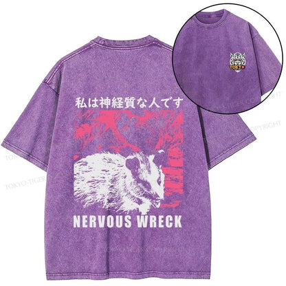 Tokyo-Tiger Nervous Wreck Front Back Washed T-Shirt