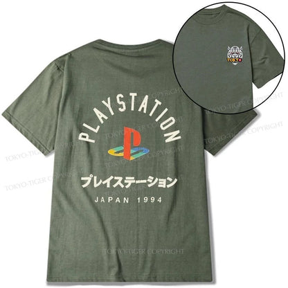 Tokyo-Tiger PlayStation Logo Japan Front Back Classic T-Shirt