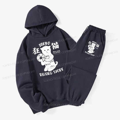 Tokyo-Tiger Tokyo Record Store Cat CD Fleece Lined Hoodie Set