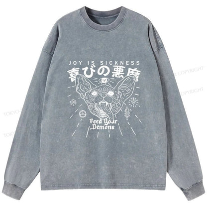 Tokyo-Tiger Joy Is Sickness Washed Long Sleeve T-Shirt