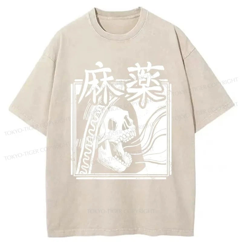 Tokyo-Tiger Horror Skull Japan Washed T-Shirt