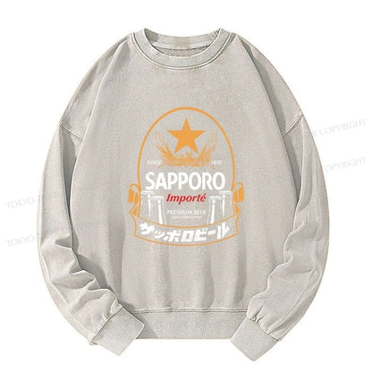 Tokyo-Tiger Sapporo Beer Japanese Memorabilia Washed Sweatshirt