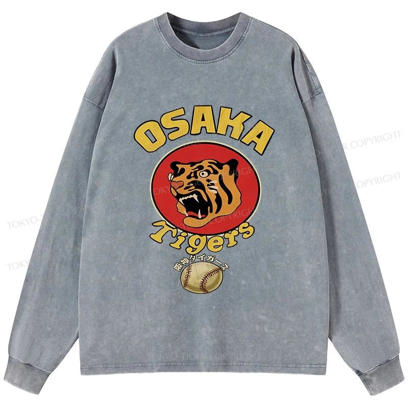 Tokyo-Tiger Osaka Tiger Baseball Washed Long Sleeve T-Shirt