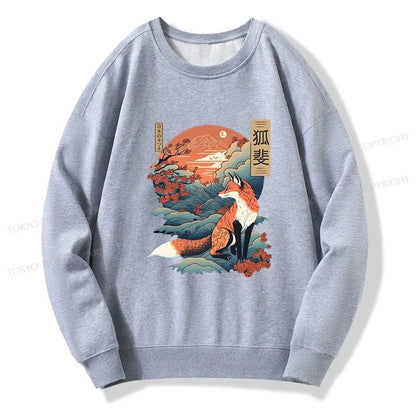 Tokyo-Tiger Japanese Kitsune Fox Sakura Sweatshirt