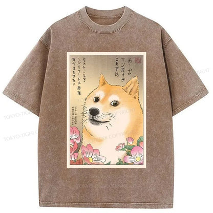 Tokyo-Tiger Shiba Lnu Meme Washed T-Shirt