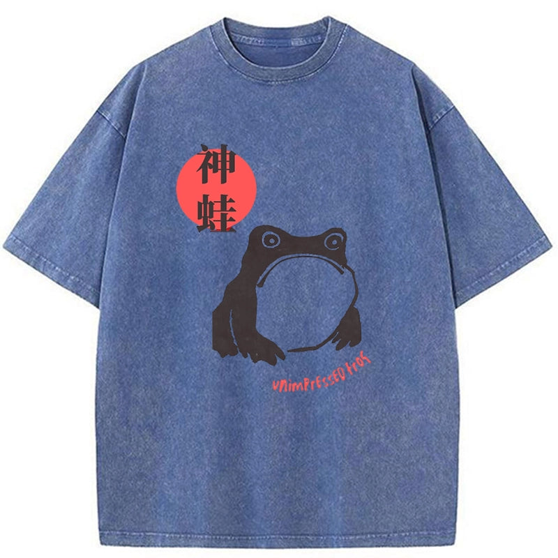 Tokyo-Tiger Unimpressed Frog japanese Art Washed T-Shirt