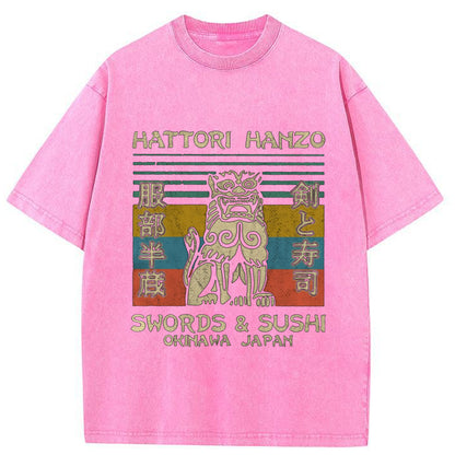 Tokyo-Tiger Hattori Hanzo Lion Japanese Washed T-Shirt