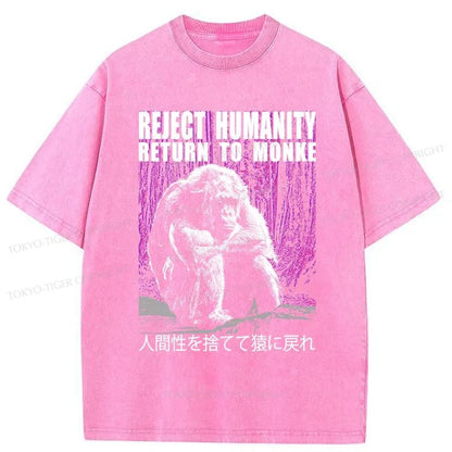 Tokyo-Tiger Reject Humanity Return To Monkey Washed T-Shirt