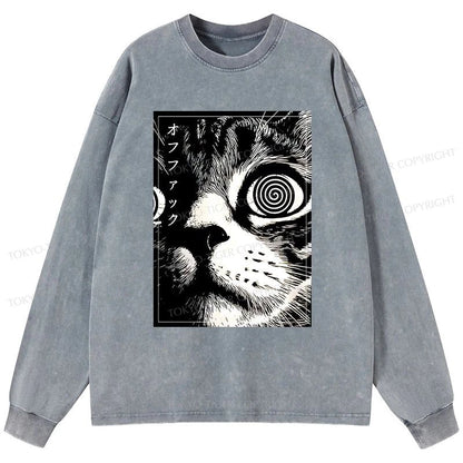 Tokyo-Tiger Scary Cat Japan Washed Long Sleeve T-Shirt