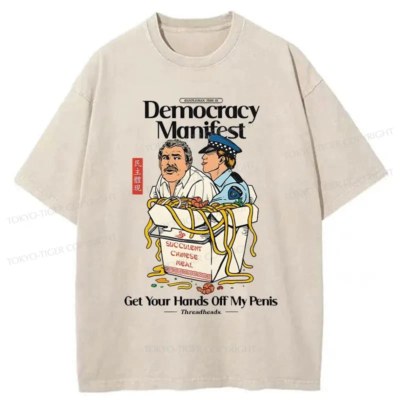 Tokyo-Tiger Democracy Manifest Washed T-Shirt