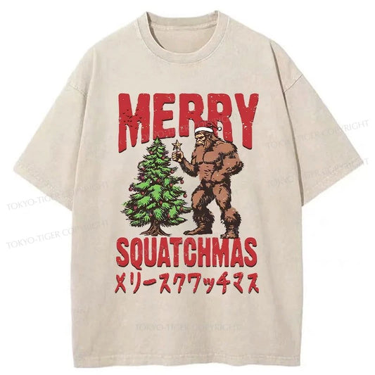 Tokyo-Tiger Monkey Takes Off Christmas Star Washed T-Shirt