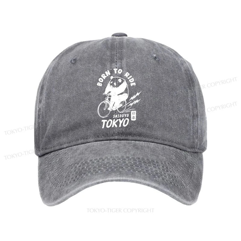 Tokyo-Tiger Pandas Ride Bicycles Washed Cap