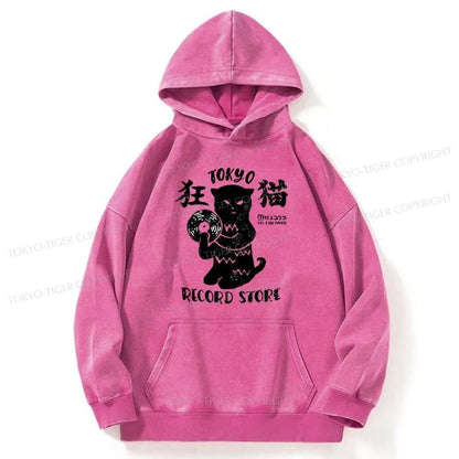 Tokyo-Tiger Tokyo Record Store Cat CD Washed Hoodie