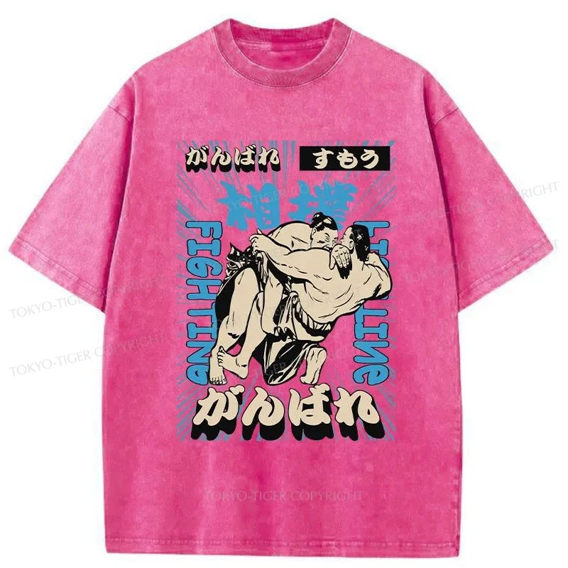 Tokyo-Tiger Sumo Fight Japanese Washed T-Shirt