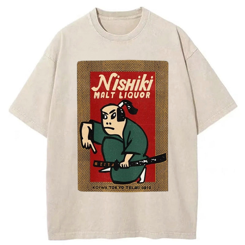 Tokyo-Tiger Samurai Holding Sword Washed T-Shirt