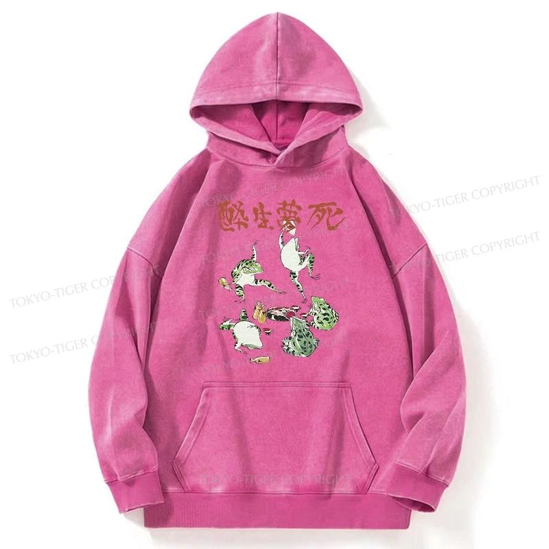 Tokyo-Tiger Japanese Frog Osake Kanji Washed Hoodie