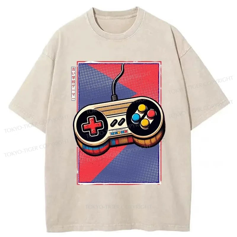 Tokyo-Tiger Gamepad Japanese Washed T-Shirt